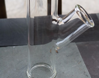 Jaren 90 Schott-GLAS laboratoriumafvoerpijp voor REPURPOSE Art Supply helder glas