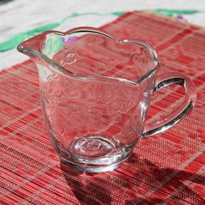 50s ROSEBUD Anchor Hocking Glass CREAMER Scalloped Edge Clear Pressed Glass