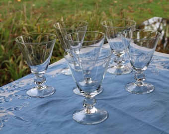 50s SIX Hellenic Clear Wine or Cocktail GLASSES Handblown Crystal by Bryce from Mt. Pleasant PA