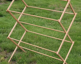 70s Collapsible Wooden LAUNDRY DRYING RACK Large 44" tall
