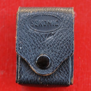 Two Small Vintage Leather Film cases/Pouches Multi Use Marked Sekonic Japan and Metrophant Germany Steampunk Storage