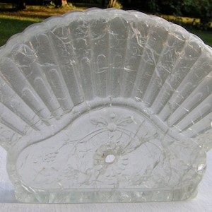 30s 40s Glass FAN DESIGN Bases Set of Two with relief Grape Vine Design REPURPOSE Supply Mixed Media Art Supply