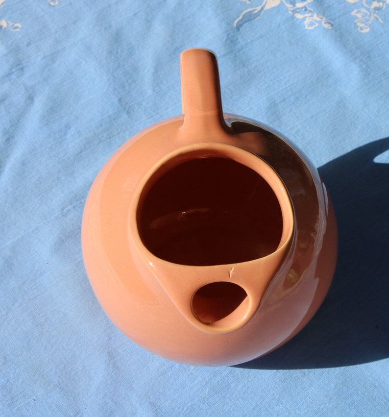 50s California FRANCISCAN WARE KugelKrug in lachsrosa-orange mit Eisschutz Bild 2