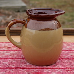 Quart Sized 50s 60s Three BROWN Pottery PITCHER Unmarked Crockery