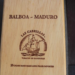 Balboa Madura Las Cabrillas Tabacos De Honduras Empty Cigar Box Storage Repurpose Display