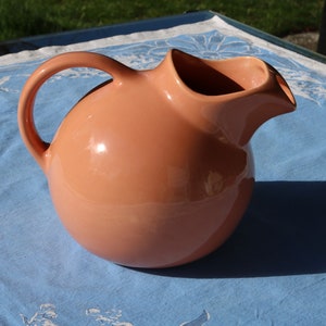 50s California FRANCISCAN WARE KugelKrug in lachsrosa-orange mit Eisschutz Bild 4