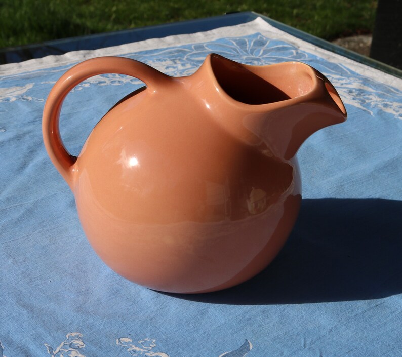 50s California FRANCISCAN WARE KugelKrug in lachsrosa-orange mit Eisschutz Bild 4