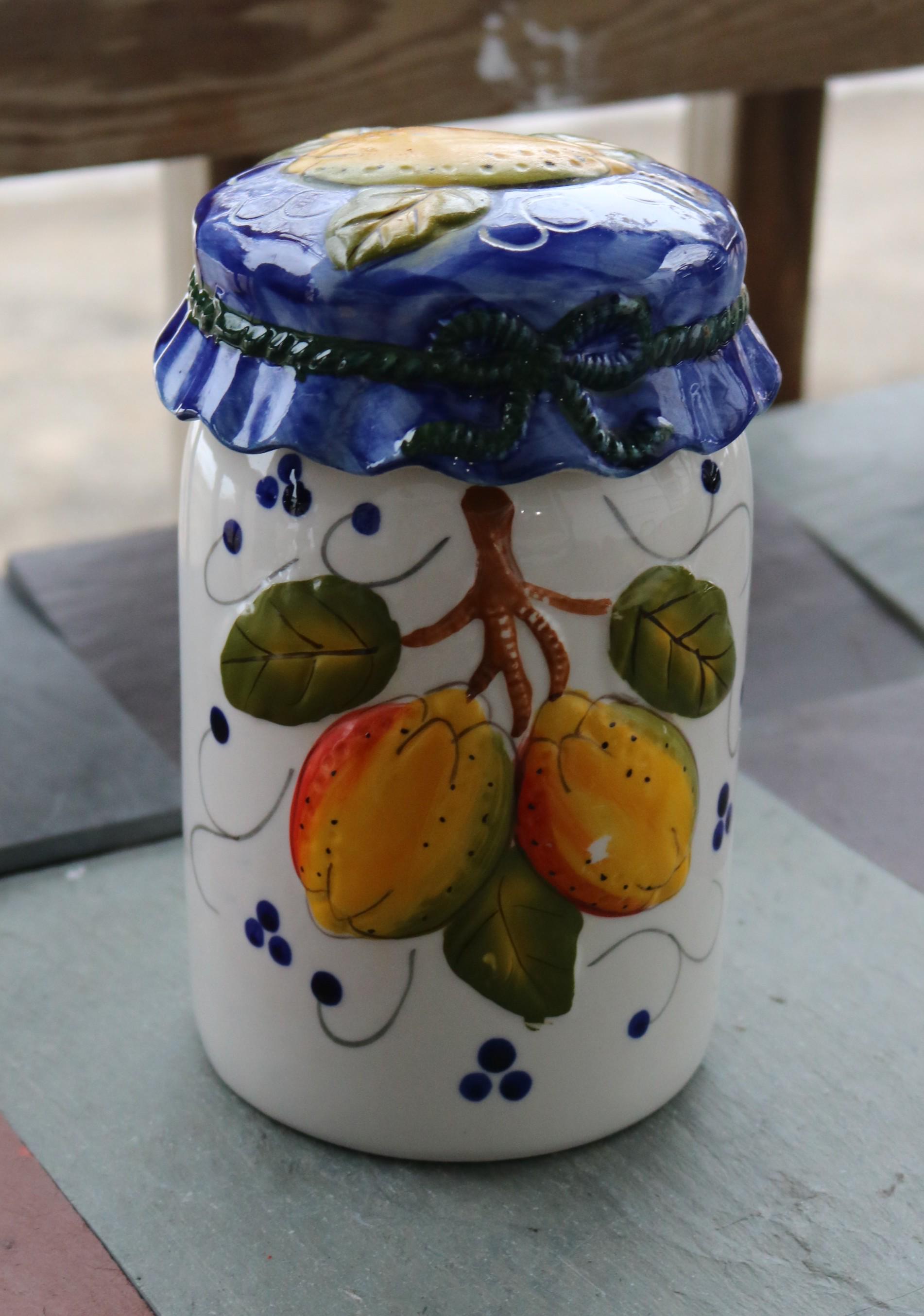 90s Porcelain Kitchen JAR With 3d Lemons Blue & White Canister - Etsy