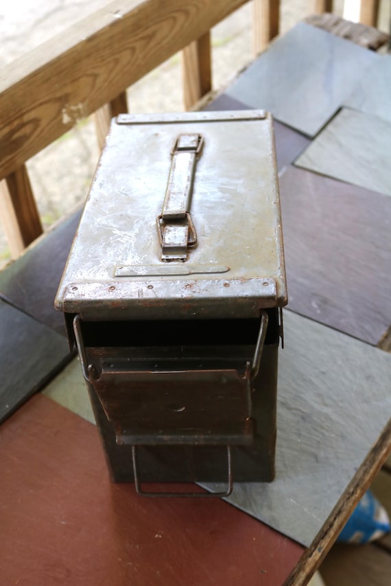 60s US Military Ammo Box With Wooden Crate Insert for Repurpose