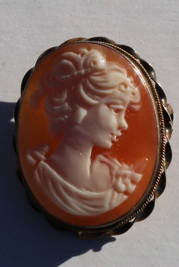 Pendentif/Broche Camée Vintage Plaqué Or Doré - Ancien, Poinçonné, Origine France