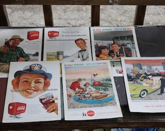コカコーラ 1940 年代と 1950 年代の雑誌広告 6 点 - Etsy 日本