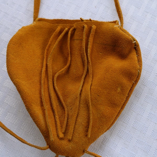 70s RAWHIDE POUCH Hand Crafted Colonial Revolutionary Reenactment Piece for REPURPOSE