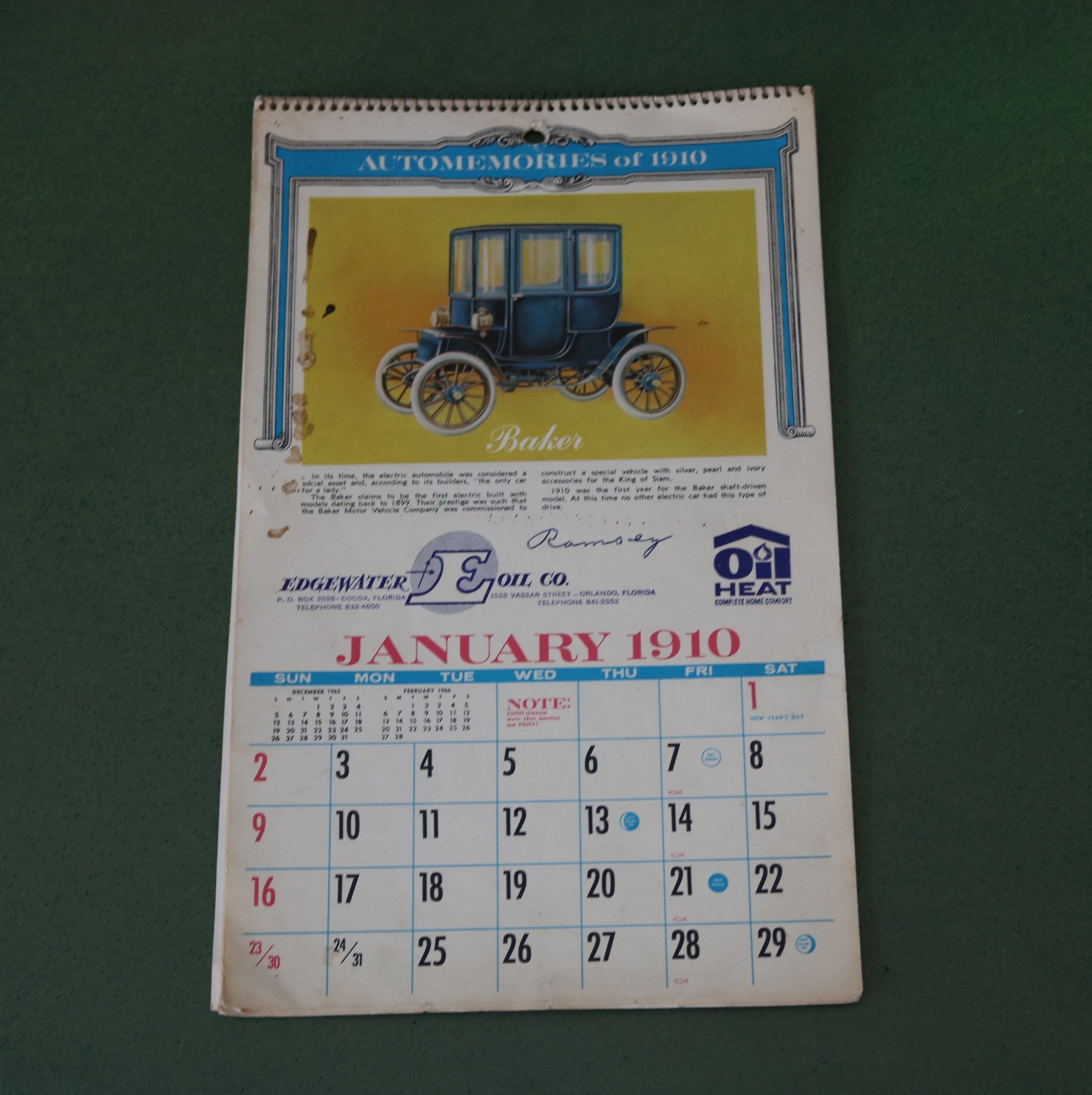 Sold at Auction: 1966 Player Piano Company Advertising Calendar