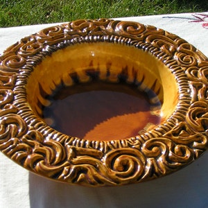 MOD 50s 60s Haeger CENTERPIECE Bowl High Relief Psychedelic LARGE Fruit Nuts Candy