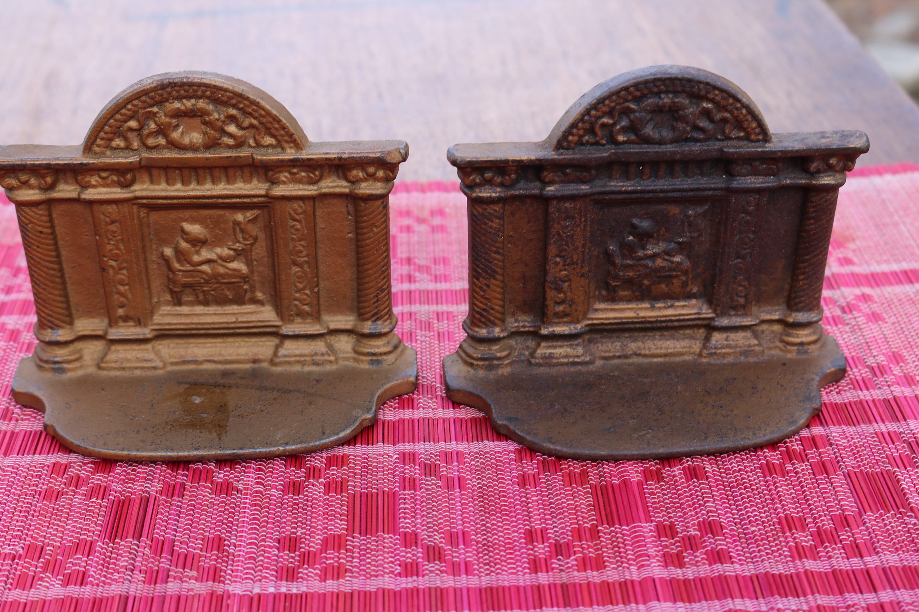 Deco 1925 BRONZE BOOKENDS Cast Iron Ulysses Penelope Spinning Yarn