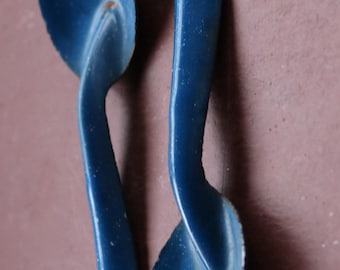 70s or so Metal Blue Enamel Speckled Spoons for REPURPOSE Art Supply
