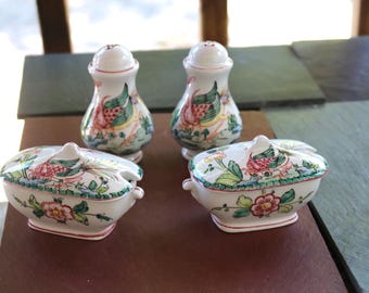 Vintage salt- och pepparkar i keramik och två örtkärl av Anfora Agueda Portugal