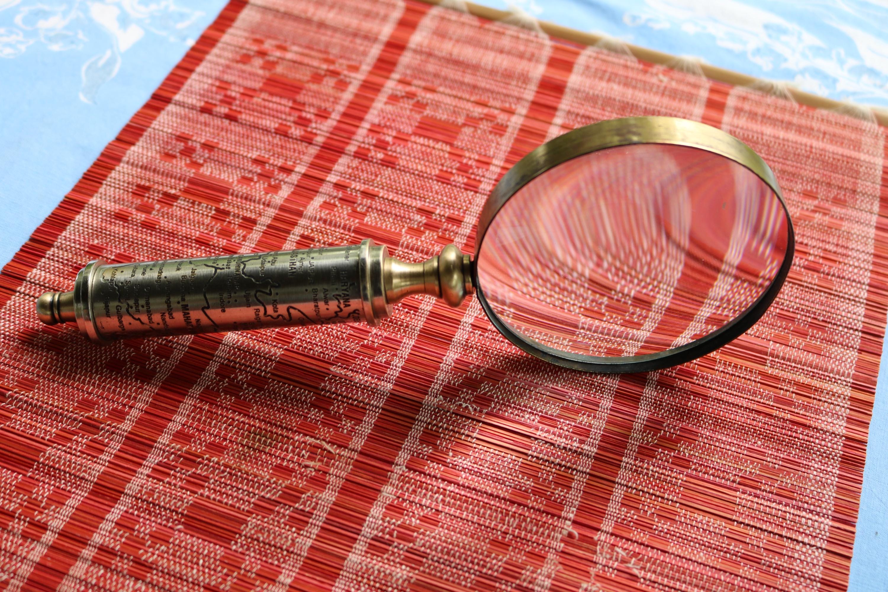 70s 80s Map MAGNIFYING GLASS Handheld BRASS and Silvertone Metal Map of India Nepal