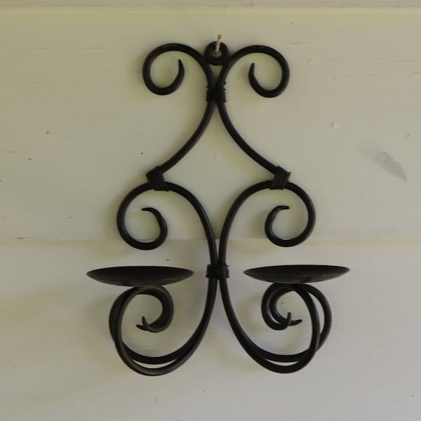 80s Brown Metal HANGING CANDLEHOLDER for REPURPOSE Indoor Outdoor