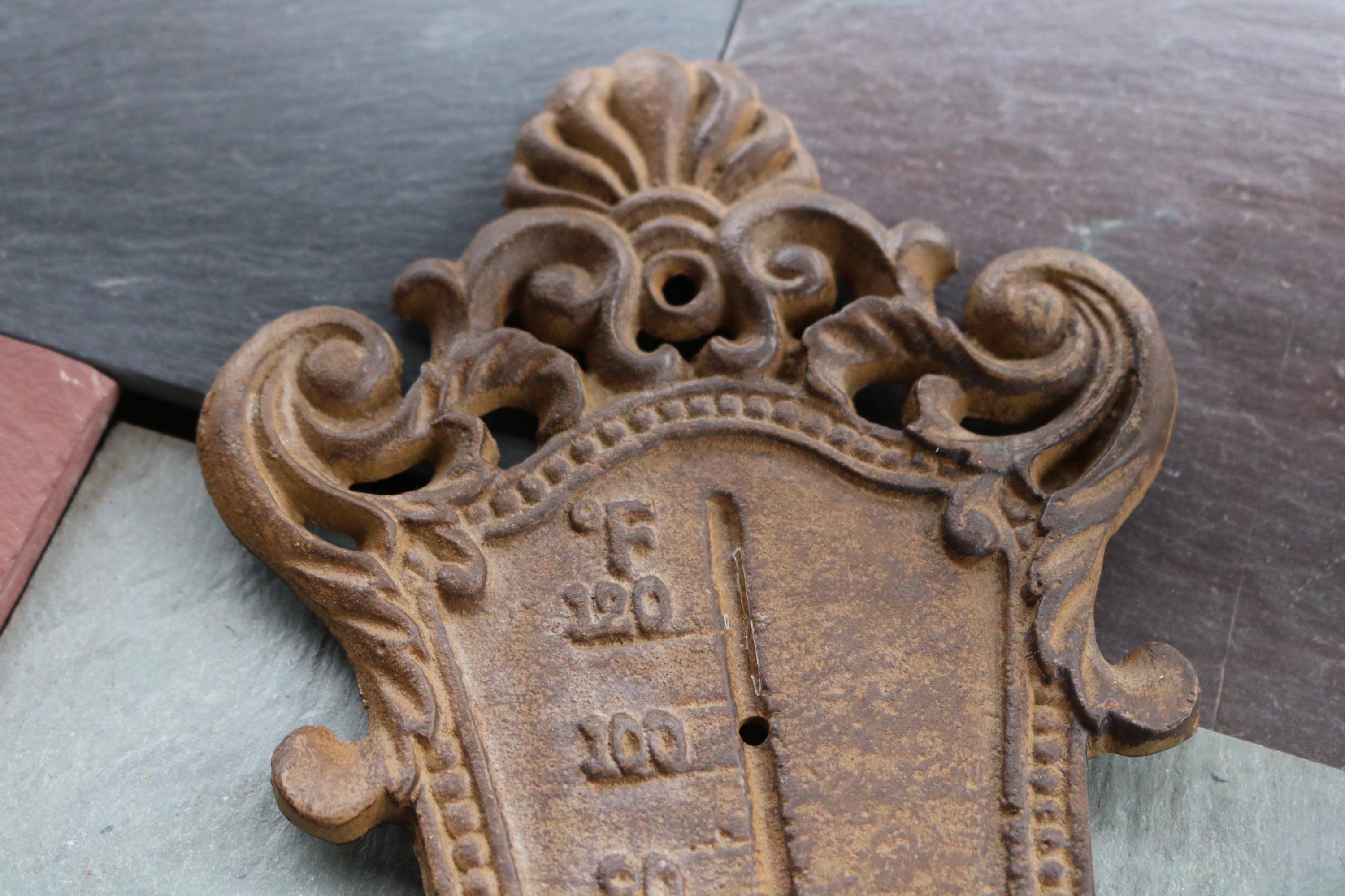Vintage Cast Metal Outdoor THERMOMETER Plaque Ornate Yard Art - Etsy