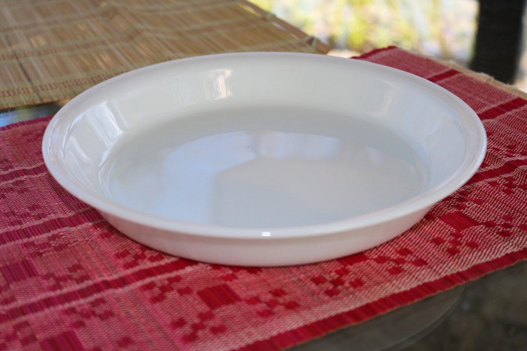 70s Corning Ware Pyrex PIE BAKER Pan Milk White Glass Etsy