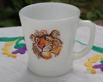 60er Esso Oil White Glas Tasse PUT a TIGER in your TANK Anker Glas Werbung