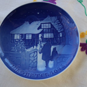 1973 Bing & Grondahl CHRISTMAS Bowl Plate Collectable DENMARK Cobalt Blue and White