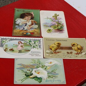 Lot de cinq cartes postales PRINTEMPS PRINTEMPS POUR PÂQUES DES ANNÉES 1900