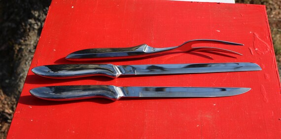 Vintage Hollow Ground Hollow Handle Three Piece Carving Set