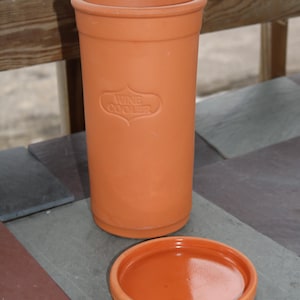 80s WINE COOLER Terra Cotta Clay With Coaster or Lid PORTUGAL by