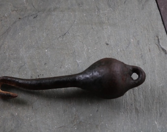 Antique Black Cast Iron BELL CLAPPER Hook Ball Style for REPURPOSE