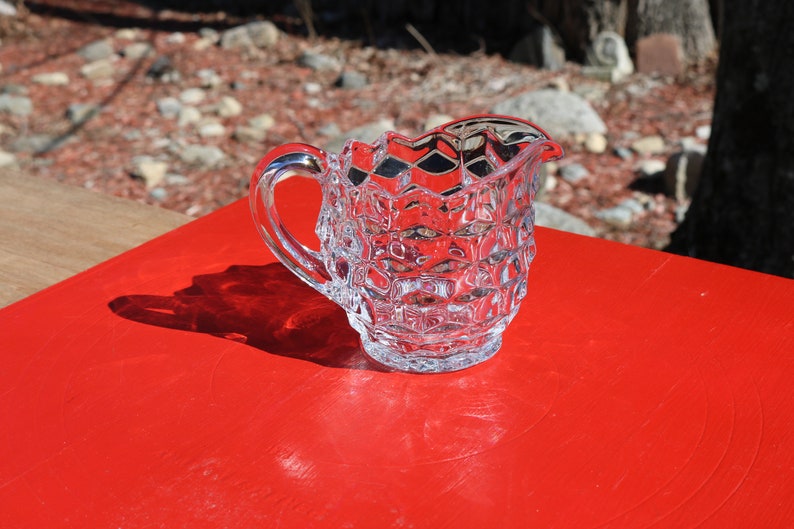 Vintage Clear PRESSED GLASS Sugar Bowl and Creamer in A | Etsy