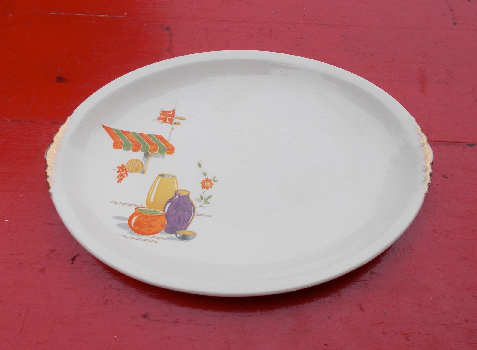 Vintage PADEN CITY POTTERY Platter 1940s South Western Scene Etsy