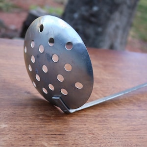 60s HUGE SLOTTED SPOON 19 inch long 6 inch spoon bowl Stainless Steel Hanging