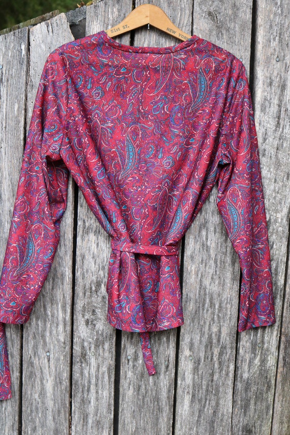 70s Burgundy Paisley Print Tunic and Skirt by She… - image 9