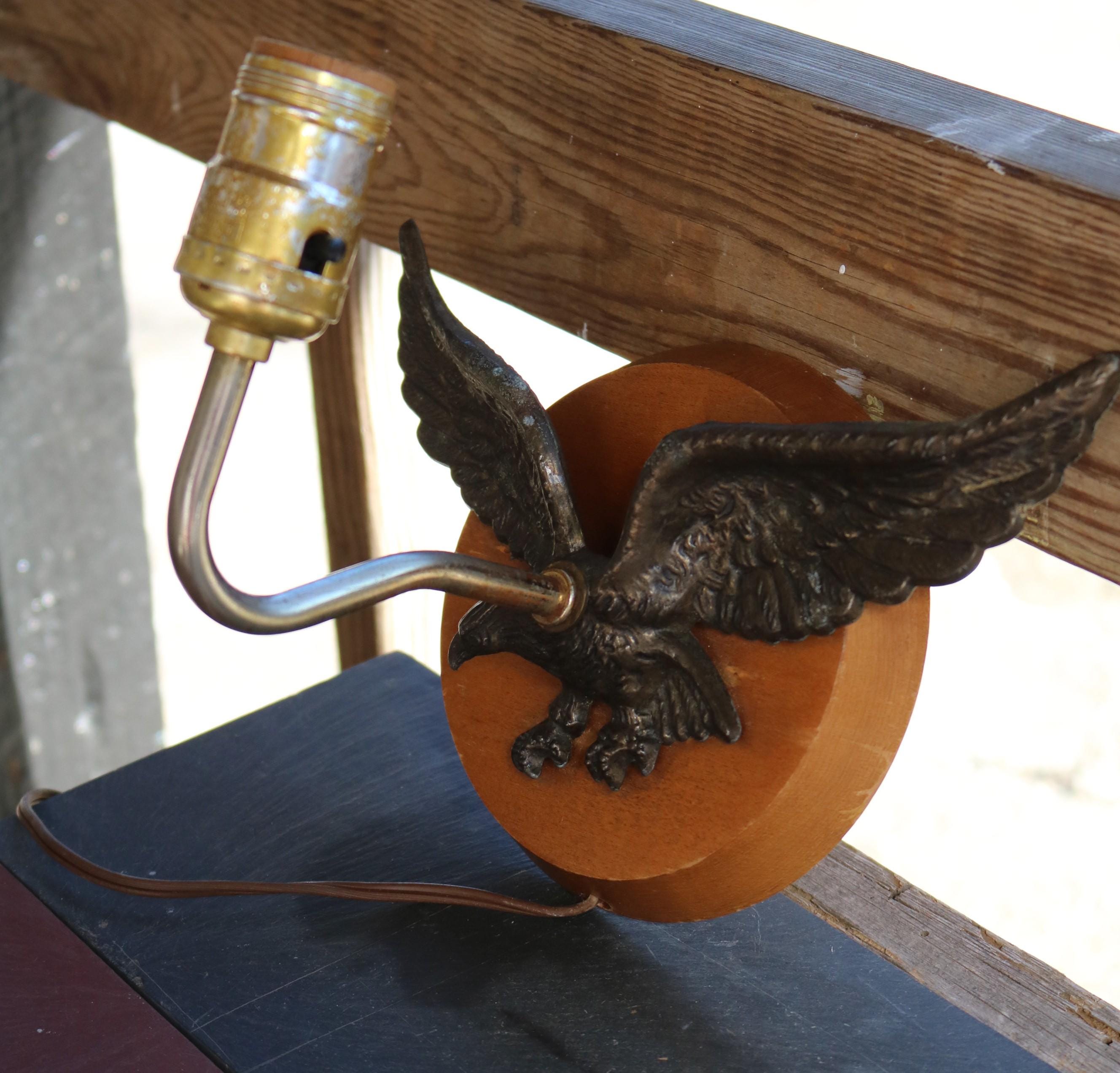 70s Brass Federal American Eagle and Wooden Wall Light Sconce - Etsy