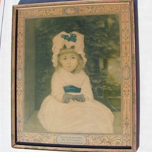 30s 40s Penelope Boothby Print After The Painting by Sir Joshua Reynolds Wood Sponged Frame Cherub Border AMAZING ART FRAME