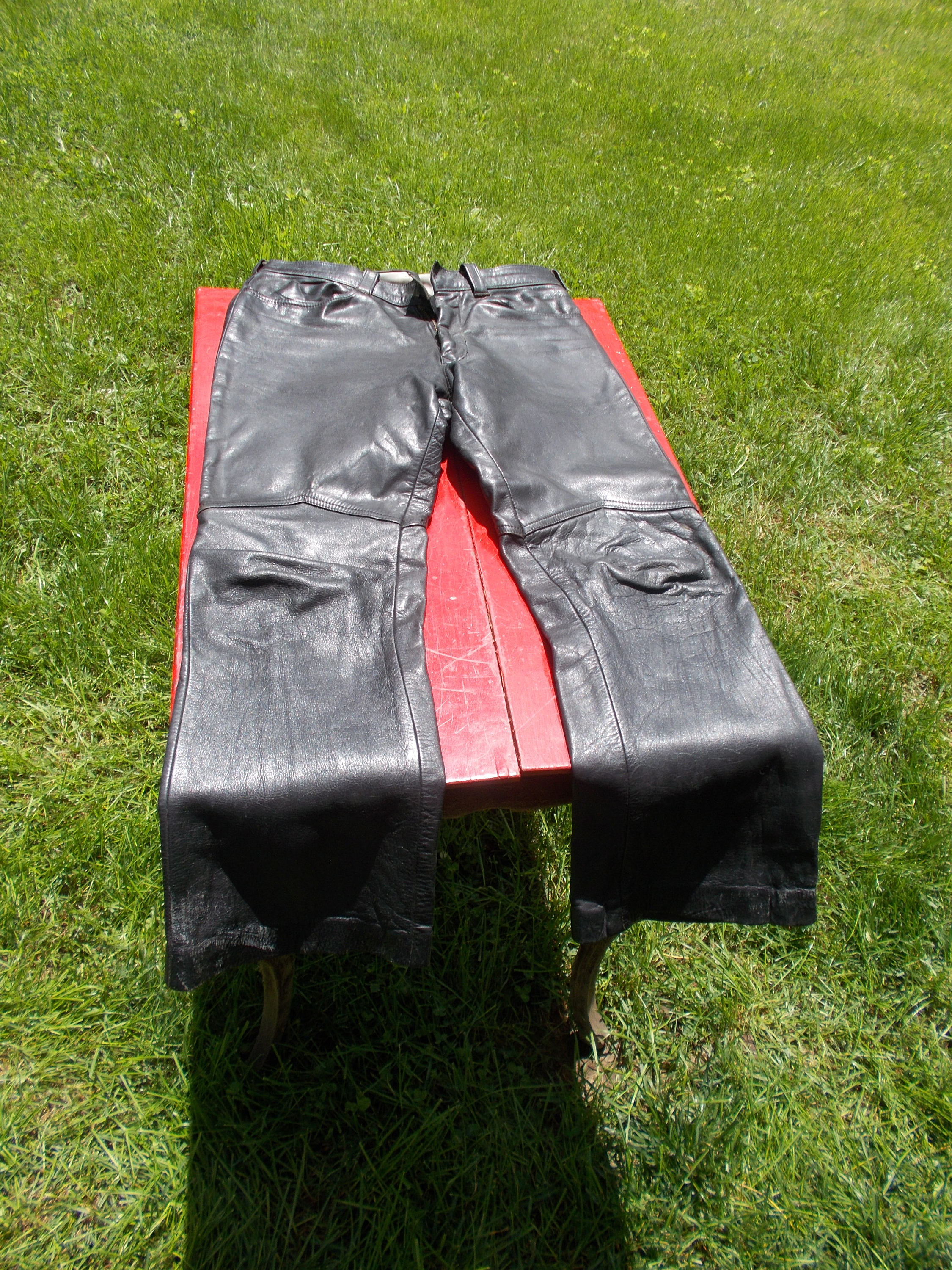 Vintage Black LEATHER WOMENS PANTS Levi Flair Size 30 Mexico
