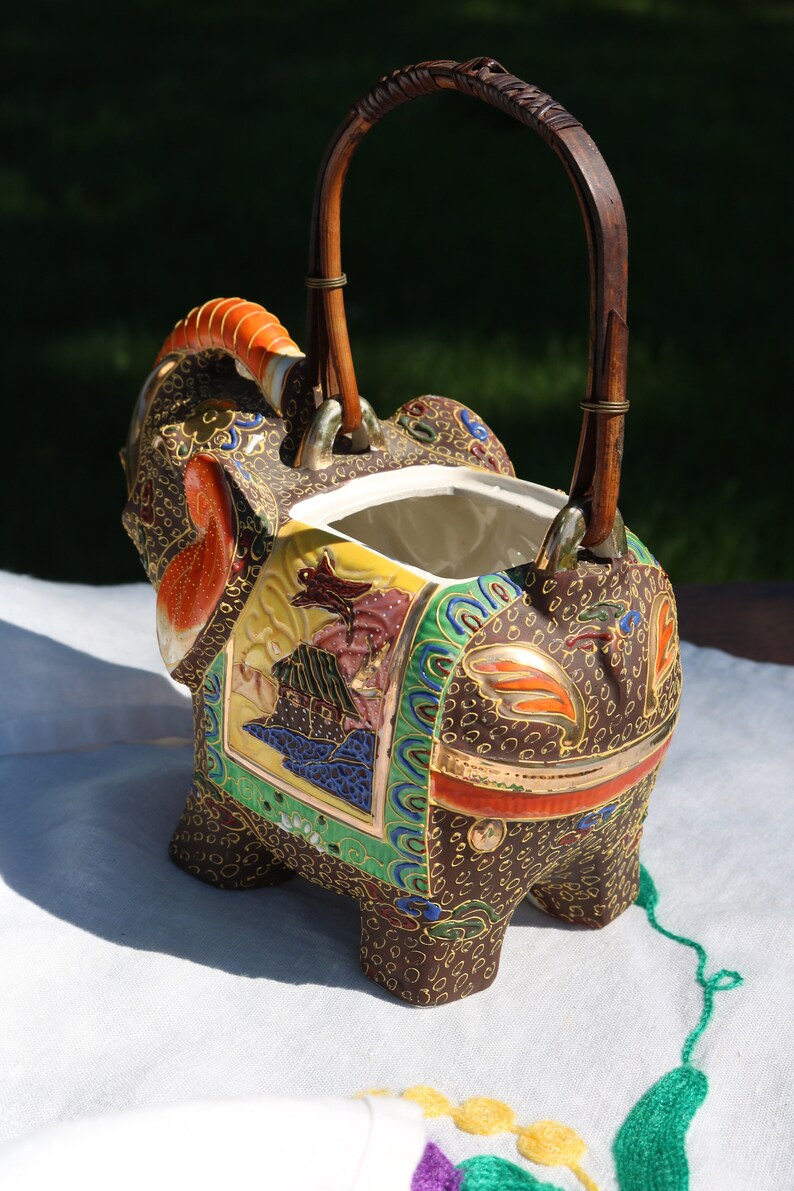 40s Moriage Satsuma Japanese Painted ELEPHANT TEAPOT With Etsy