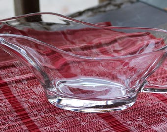 70s Clear Glass GRAVY BOAT by Anchor Hocking USA Minimalist
