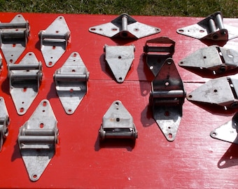 Heavy Duty Metal Hinges Two Types Available Eight of Each Type Multi Hole Attachment supplies repurpose doors cabinets  Industrial