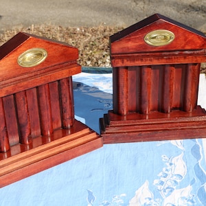 60s Federal Style Four Column BOOKENDS Hand Crafted with a Cherry Stain Large image 1