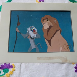 90s Disney The LION KING LITHOGRAPHY Movie Simba and Rafiki Print Frameable