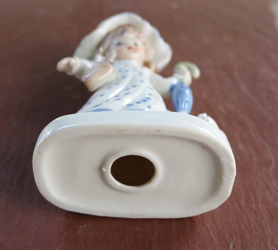 フランスアンティークMOUZIN Fres & Cie／ONNAING 少女と犬 70s Porcelain Figurine Young Girl With Her Dog Blue & White S - Etsy