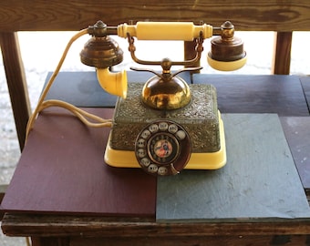 70s French Continental ROTARY DIAL TELEPHONE by Radio Shack