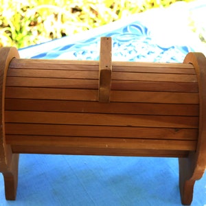 50s ROLLTOP ORGANIZER Tambour Roll BOX Hand Crafted Mid Century Cedar