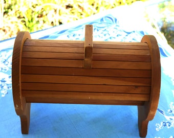 50s ROLLTOP ORGANIZER Tambour Roll BOX Hand Crafted Mid Century Cedar
