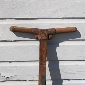 Very Old Industrial Handle from an Old New England Factory Stamped in METAL P/Q on wood Aluminum 1/3 lighter  METEOR