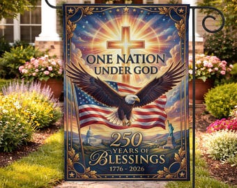 Eagle One Nation Under God 250 Years Blessings Flag, Christian Patriotic Garden Banner 1776 2026, USA Faith Outdoor Decor Gift TD-0327-JS4K