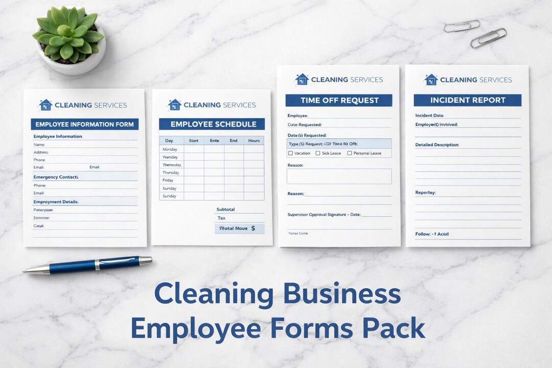 Cleaning Business Employee Forms Pack | Employee Contract Checklist ...